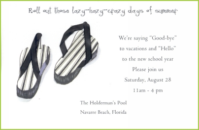 Black and White Sandals with ribbon invitation by Stevie Streck